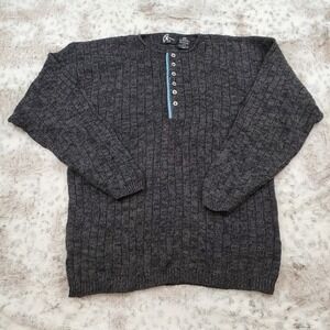 Vintage Xtreme Gear Sweater Mens Large Gray Ribbed Henley Y2K Skate Grunge 90s